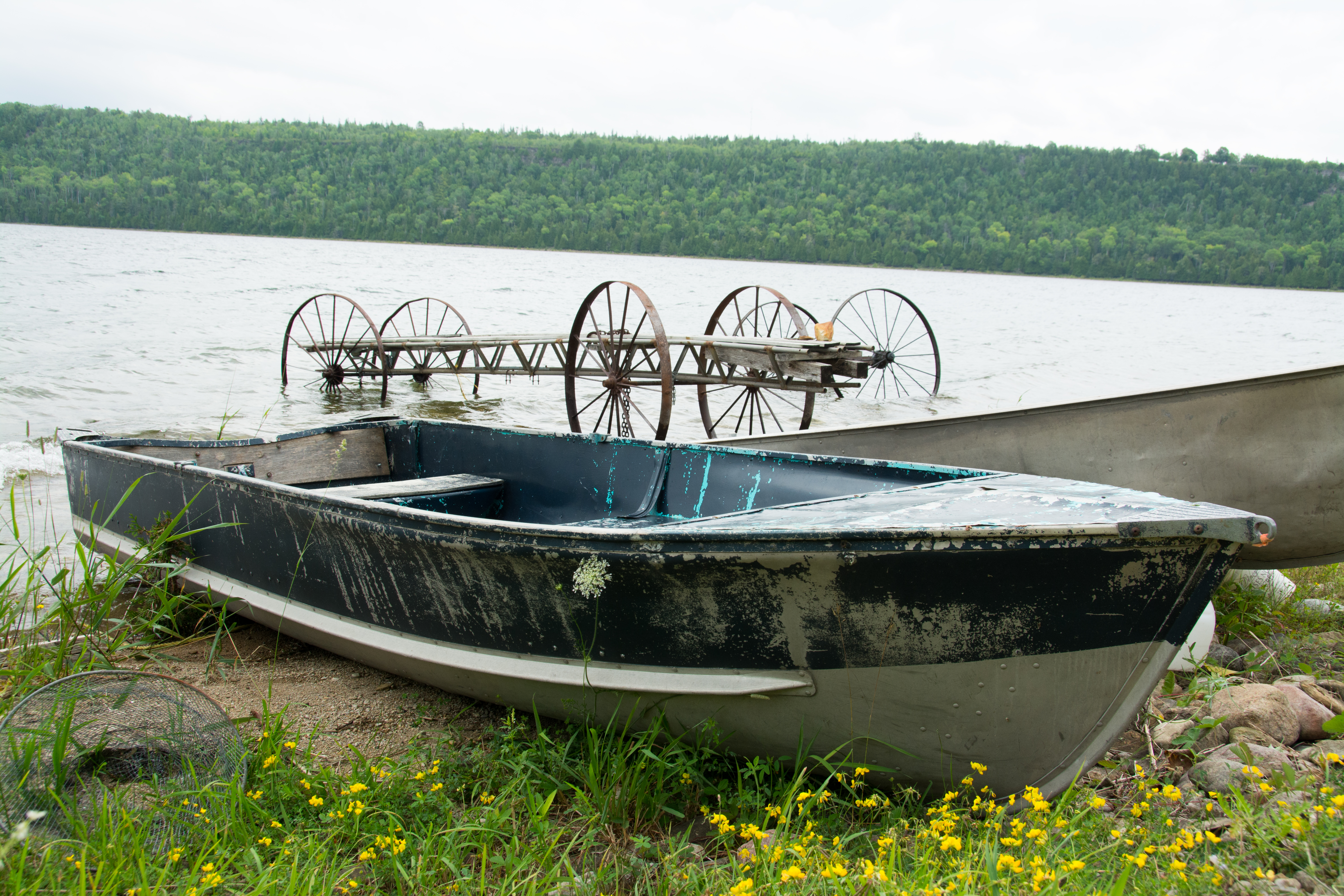 old boat and lift